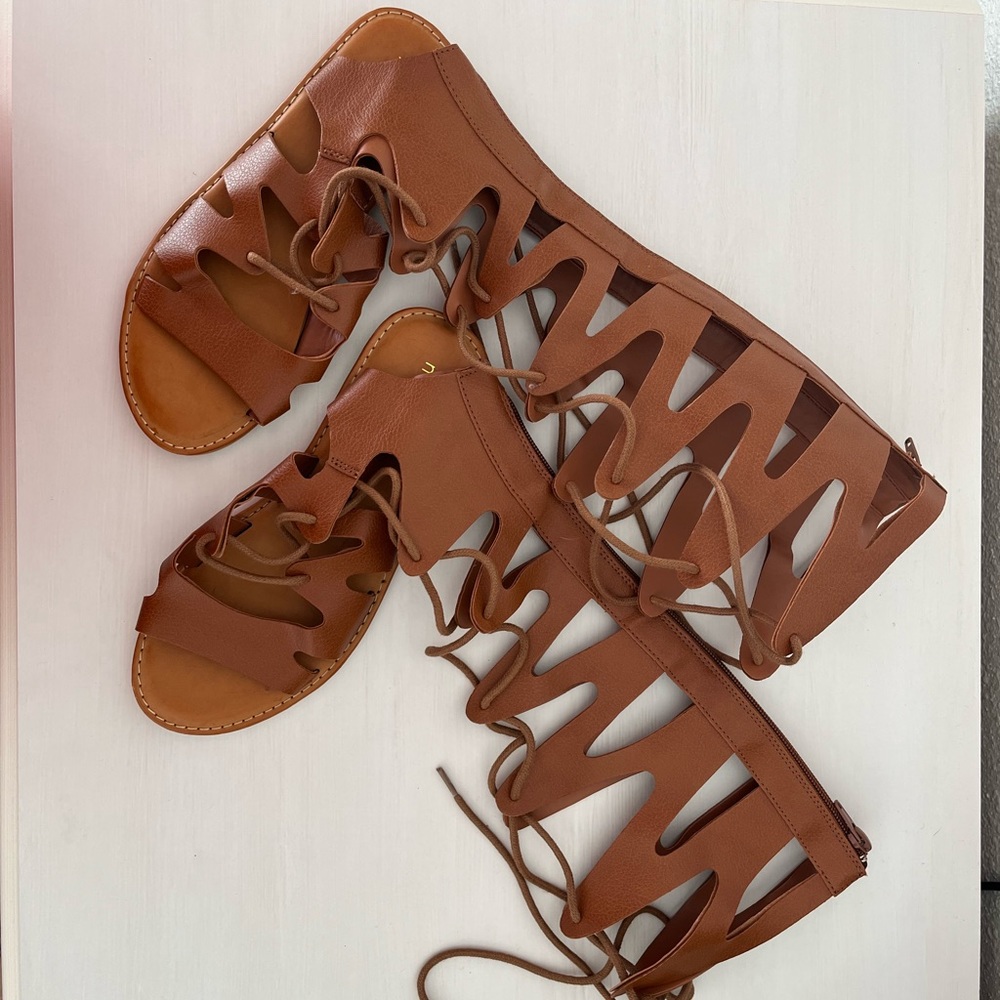 New Tall Gladiator Sandals, Brown, Size 6